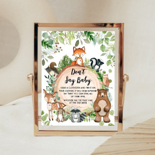 Woodland Animals Baby Shower Don't Say Baby Sign