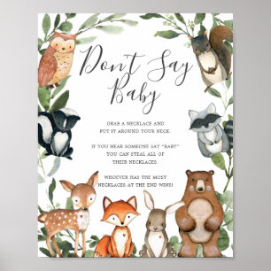 Woodland Animals Baby Shower Don't Say Baby Sign