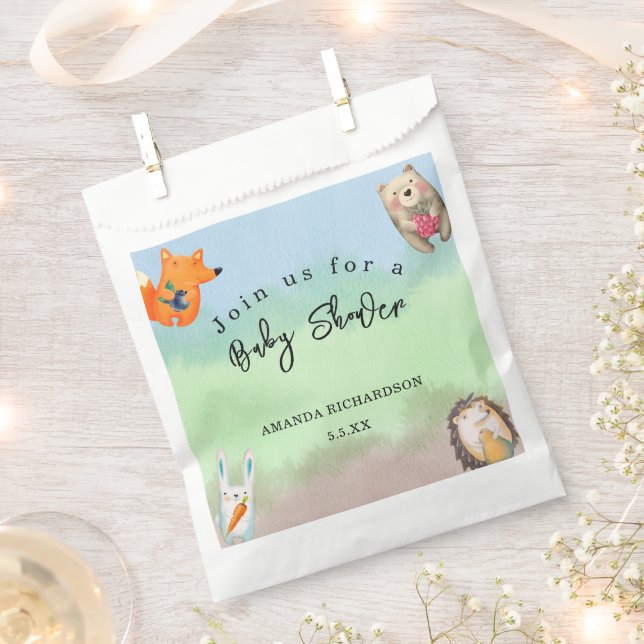 Woodland animals Baby Shower Favour Bags (Clipped)