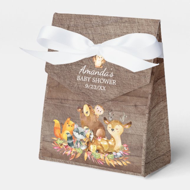 Woodland Animals Baby Shower Favour Box (Front Side)