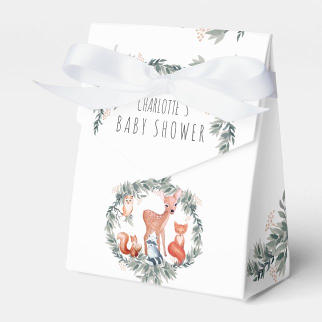 Woodland Animals Baby Shower Favour Box (Front Side)