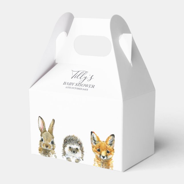 Woodland Animals Baby Shower Favour Box (Front Side)