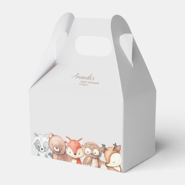 Woodland Animals Baby Shower Favour Box (Front Side)