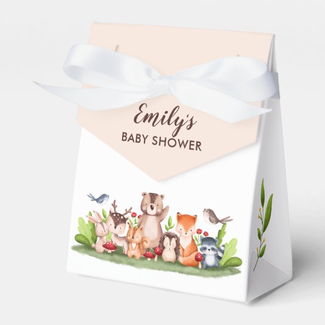 Woodland Animals Baby Shower Favour Boxes Modern (Front Side)