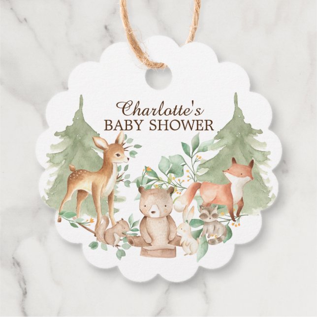 Woodland Animals Baby Shower Favour Gift Tag (Back)