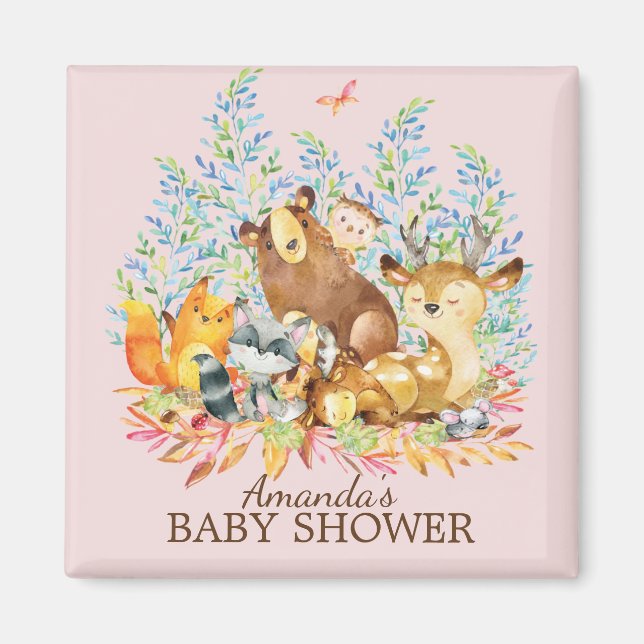 Woodland Animals Baby Shower Favour  Magnet (Front)