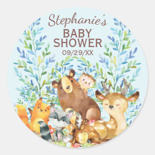 Woodland Animals Baby Shower Favour Sticker