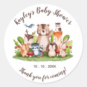 Woodland Animals Baby Shower Favour Stickers
