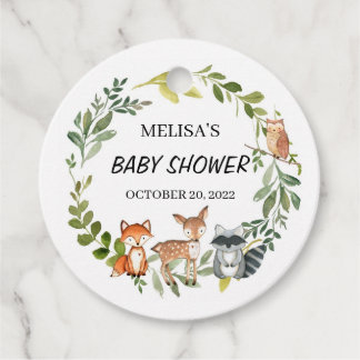 Woodland Animals Baby Shower Favour Tag