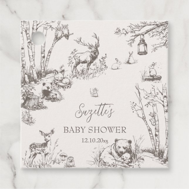 Woodland Animals Baby Shower Favour Tags (Front)