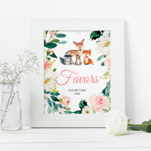 Woodland Animals Baby Shower Favours Sign