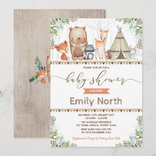 Woodland Animals Baby Shower Forest Friends Invitation