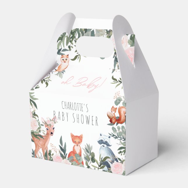 Woodland Animals Baby Shower Girl Favour Box (Front Side)