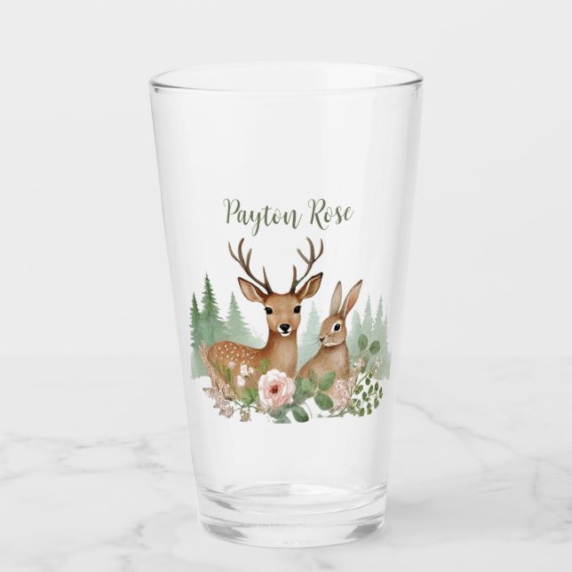 Woodland Animals Baby Shower Glass (Front)
