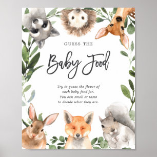 Woodland Animals Baby Shower Guess The Baby Food Poster