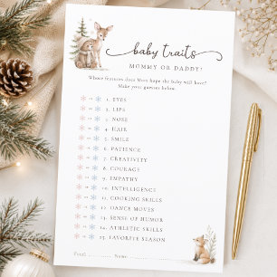 Woodland Animals Baby Shower Guess Who Baby Traits