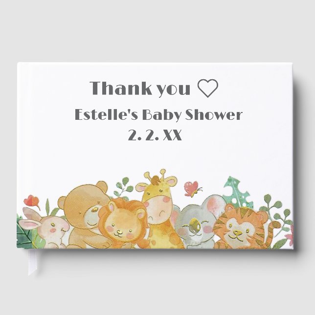 Woodland Animals Baby Shower  Guest Book (Front)