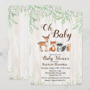 Woodland Animals Baby Shower Invitation