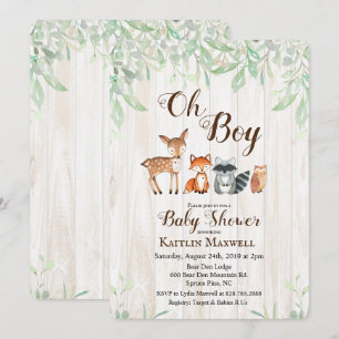 Woodland Animals Baby Shower Invitation