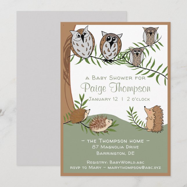Woodland animals Baby Shower Invitation (Front/Back)