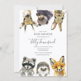 Woodland Animals Baby Shower Invitation