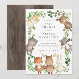 Woodland Animals Baby Shower Invitation