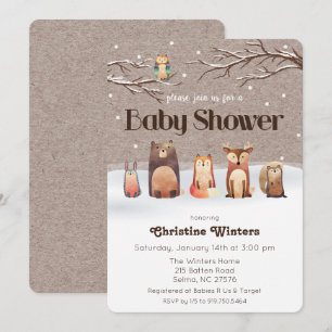 Woodland Animals Baby Shower Invitation