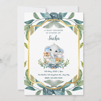 Woodland animals Baby Shower Invitation