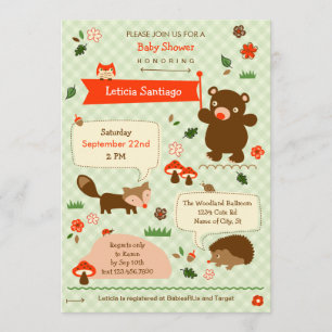 Woodland Animals Baby Shower Invitation