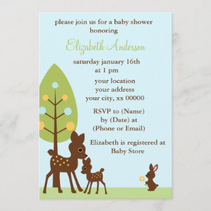 Woodland Animals Baby Shower Invitation