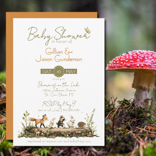 Woodland Animals Baby Shower Invitation