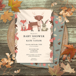 Woodland Animals Baby Shower Invitation