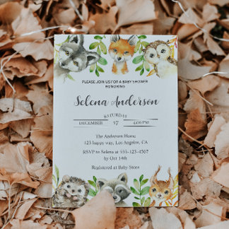 Woodland Animals Baby Shower Invitation 