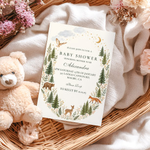 Woodland Animals Baby Shower Invitation