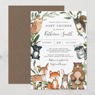 Woodland Animals Baby Shower Invitation