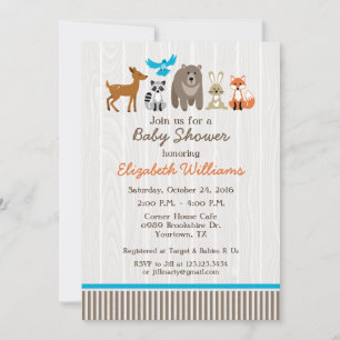 Woodland Animals Baby Shower Invitation