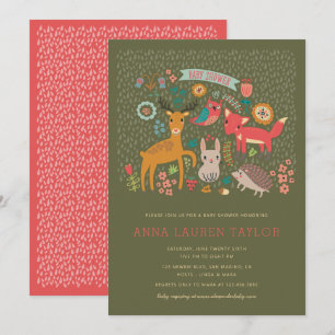 Woodland Animals Baby Shower Invitation