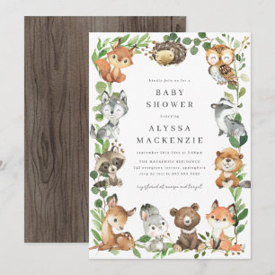 Woodland Animals Baby Shower Invitation