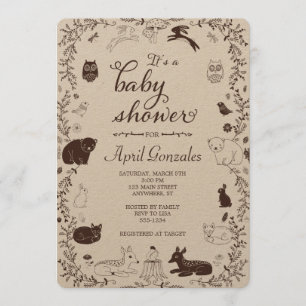 Woodland Animals Baby Shower Invitation