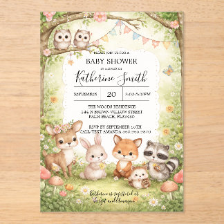 Woodland Animals Baby Shower Invitation Background