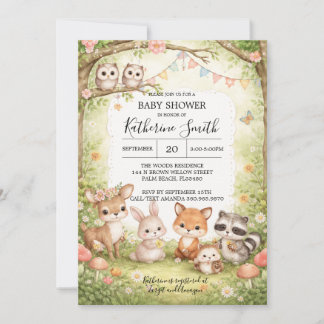 Woodland Animals Baby Shower Invitation Background