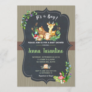 Woodland Animals Baby Shower Invitation Boy