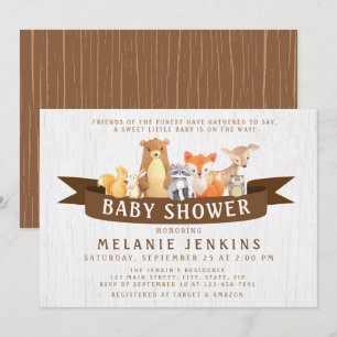 Woodland Animals Baby Shower Invitation Neutral
