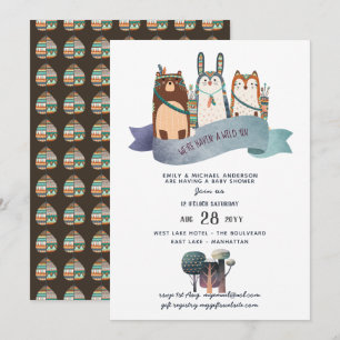 Woodland Animals Baby Shower Invitation Tribal