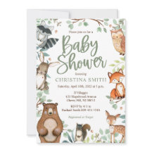 Woodland Animals Baby Shower Invitations