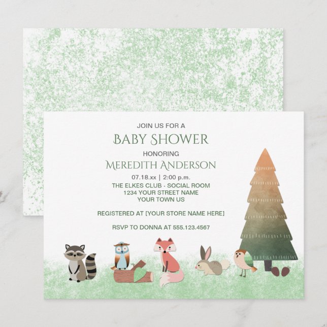 Woodland Animals Baby Shower Invitations (Front/Back)