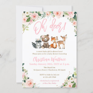 Woodland Animals Baby Shower Invitations for Girls