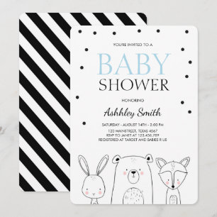 Woodland Animals Baby shower invite Forest Boy Fox