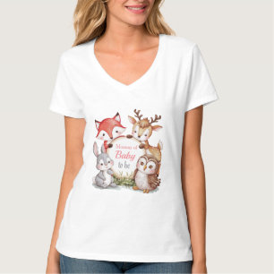 Woodland Animals Baby Shower Mummy Of Baby To be T-Shirt