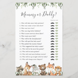 Woodland Animals Baby Shower Mummy or Daddy